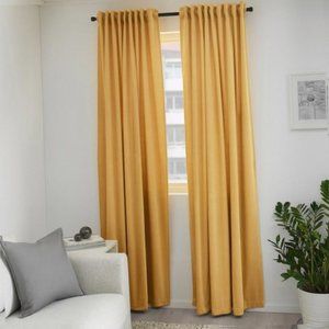 IKEA SANELA Velvet Curtains 55x98" 2 Panels Room Darkening Long Golden Brown